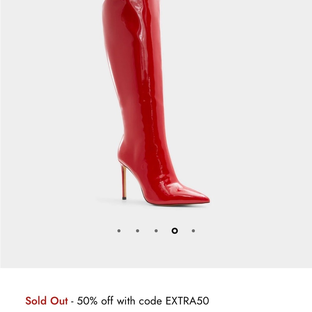 Aldo Red Patent Heeled Boots wide calf